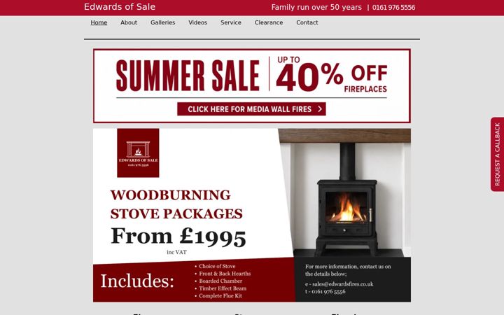 Screenshot van edwardsfires.co.uk