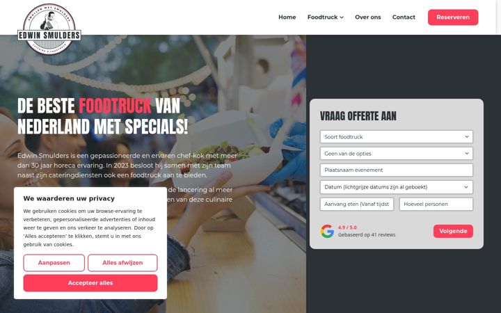 Screenshot ta' edwinsmulderscatering.nl