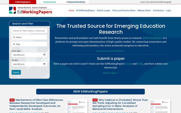 Screenshot of edworkingpapers.com