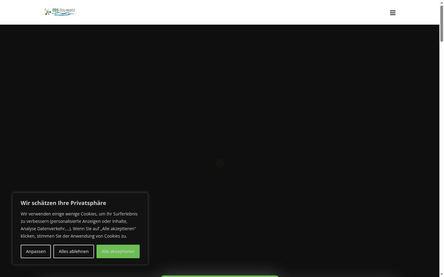 Captura de ecrã do banner de consentimento apresentado antes de qualquer interação
