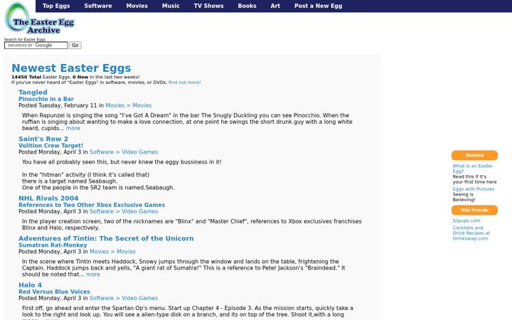 Screenshot of eeggs.com