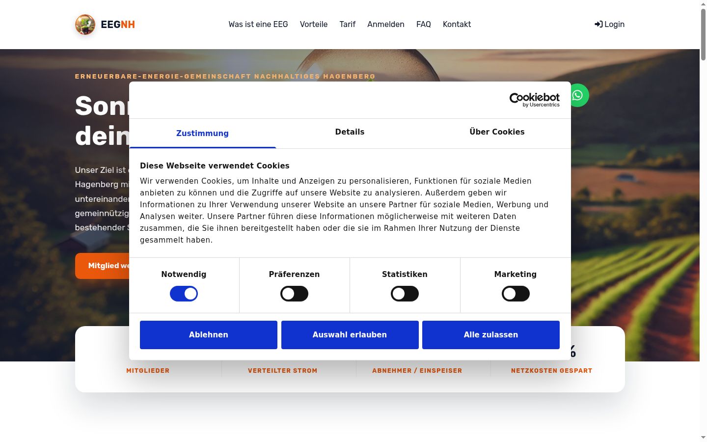 Screenshot of the consent banner shown before any interaction