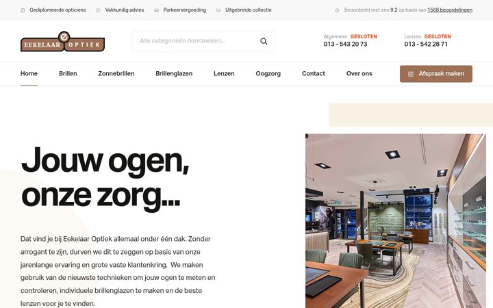Screenshot di eekelaaroptiek.nl
