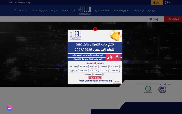 Screenshot of eelu.edu.eg