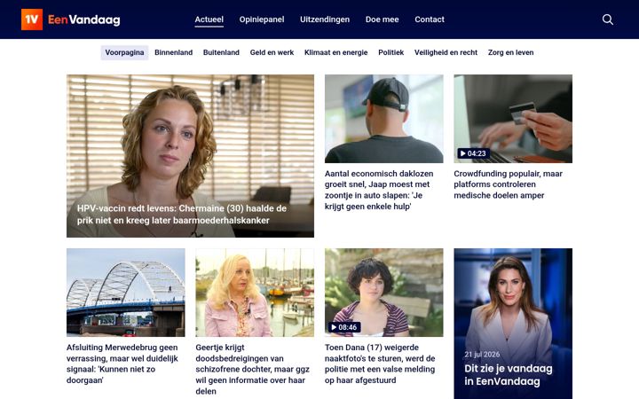 Captură de ecran a eenvandaag.nl
