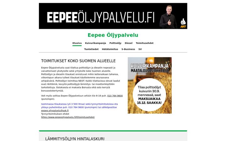 Captura de pantalla de eepeeoljypalvelu.fi