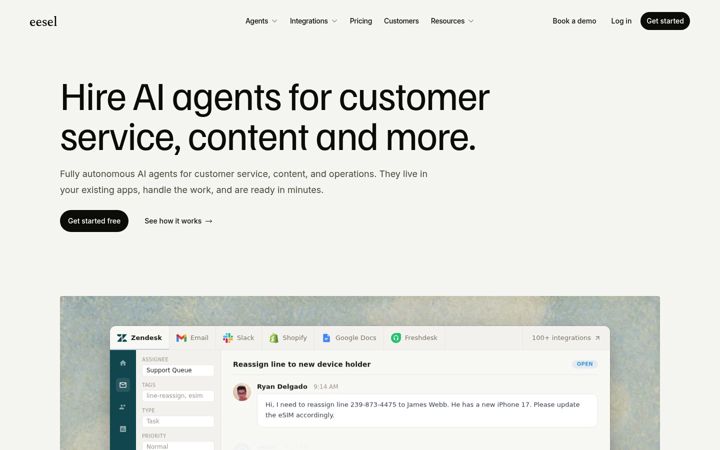 Screenshot of eesel.ai