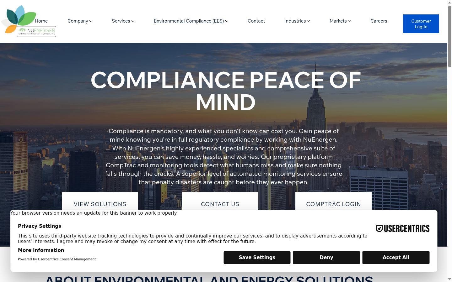 Screenshot of the consent banner shown before any interaction
