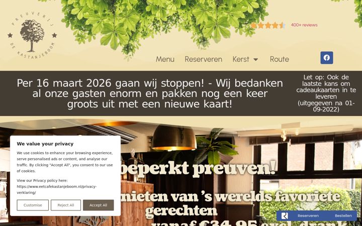 Screenshot of eetcafekastanjeboom.nl