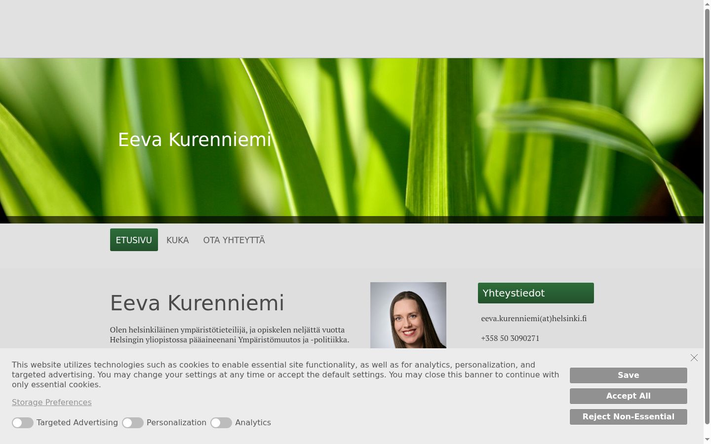 Kuvakaappaus suostumusbannerista, joka näytettiin ennen mitään vuorovaikutusta