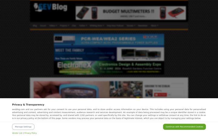 Screenshot of eevblog.com