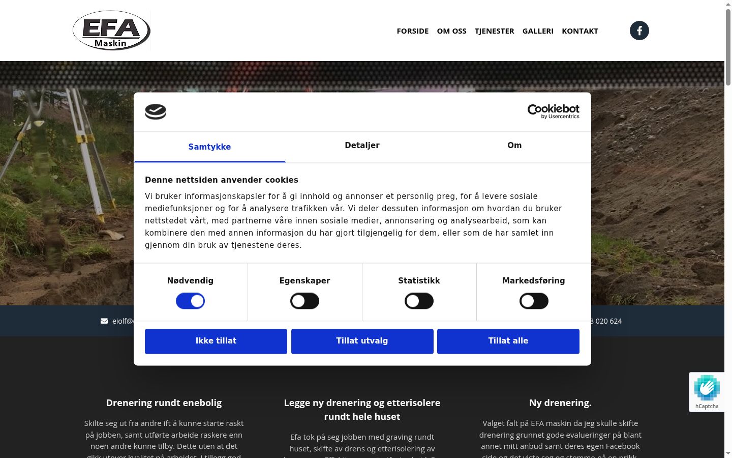 Captura de ecrã do banner de consentimento apresentado antes de qualquer interação