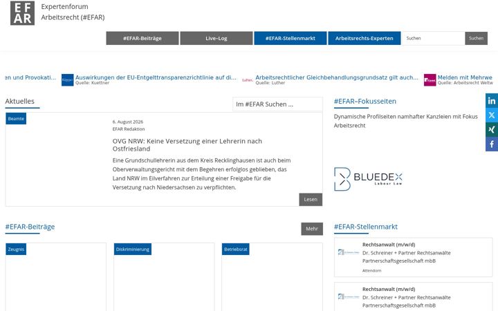 Captură de ecran a efarbeitsrecht.net