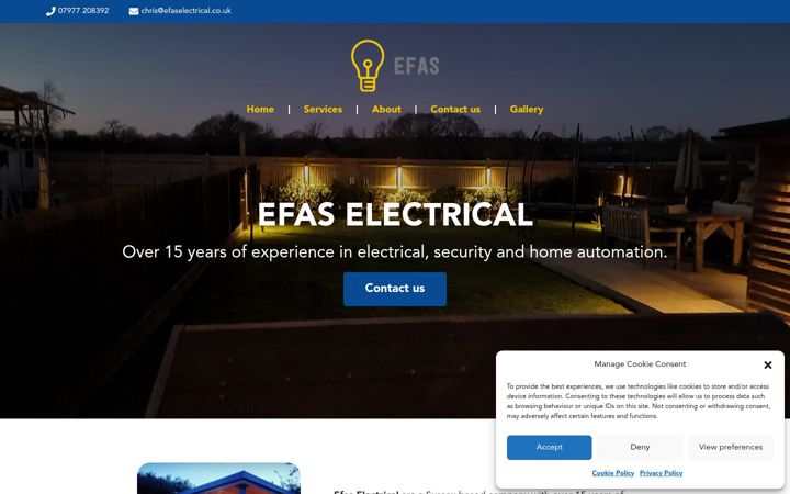 Screenshot of efaselectrical.co.uk
