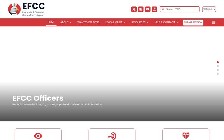 Screenshot of efcc.gov.ng