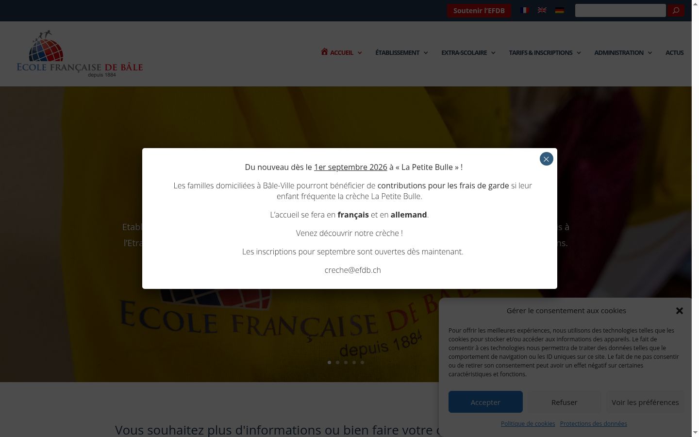 Screenshot del banner di consenso mostrato prima di qualsiasi interazione