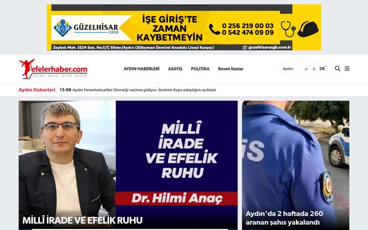Screenshot of efelerhaber.com