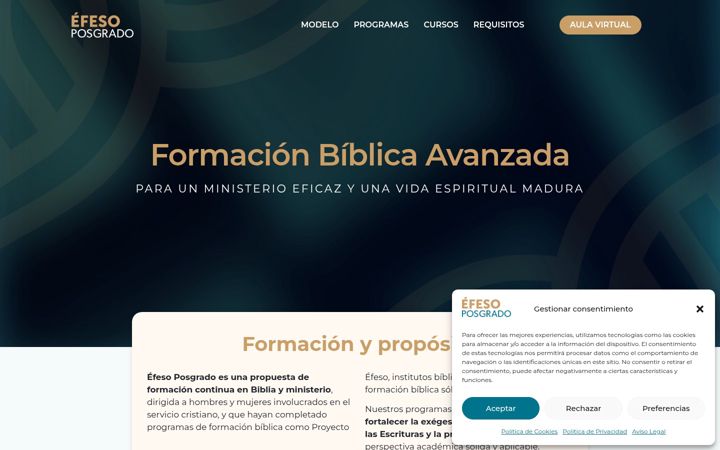 Екранна снимка на efesoposgrado.es