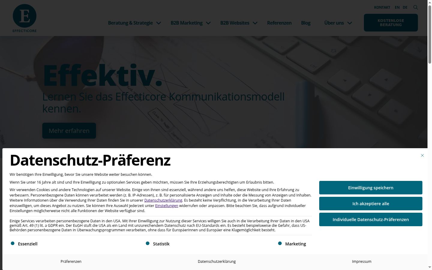Screenshot tal-banner tal-kunsens muri qabel kwalunkwe interazzjoni