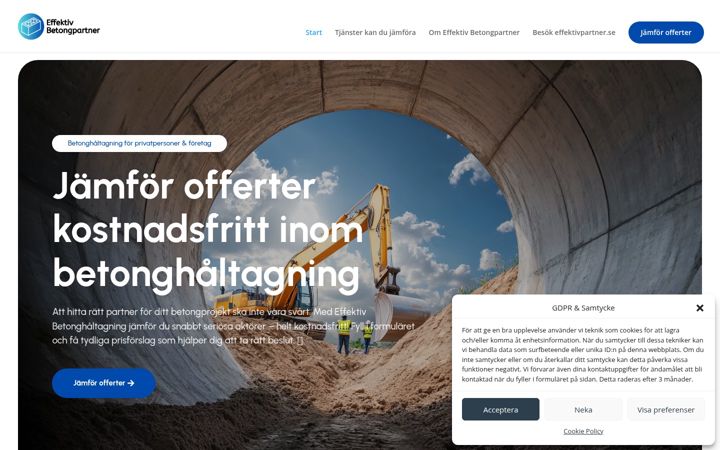 Captura de ecrã de effektivbetongpartner.se