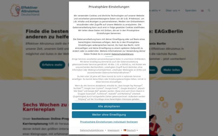 Screenshot του effektiveraltruismus.de