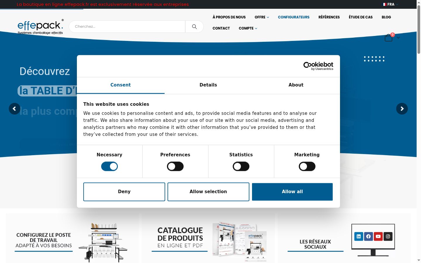 Screenshot of the consent banner shown before any interaction