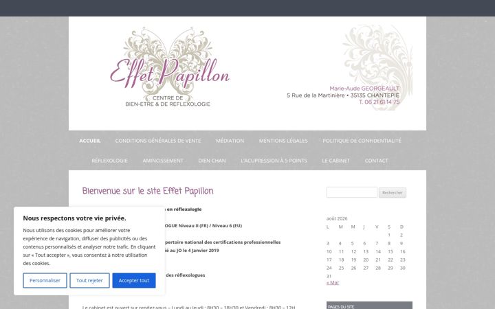 Screenshot of effetpapillonrennes.fr