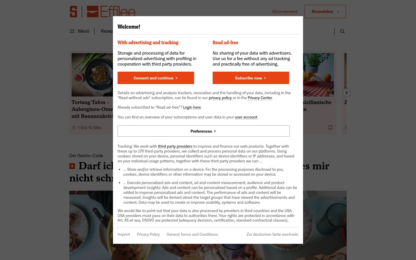 Zrzut ekranu banera zgody wyświetlanego przed jakąkolwiek interakcją