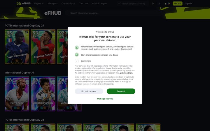Screenshot van efhub.com