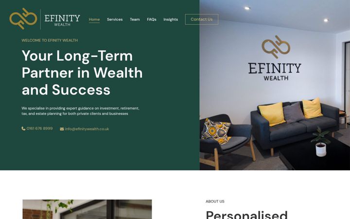 Captura de ecrã de efinitywealth.co.uk