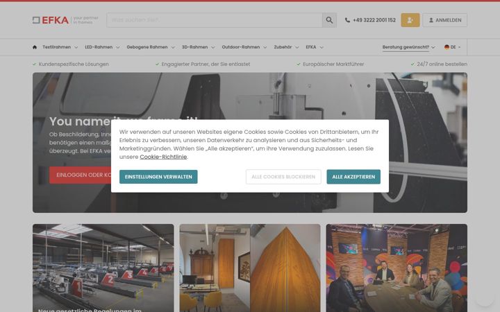 Screenshot van efkarahmen.de