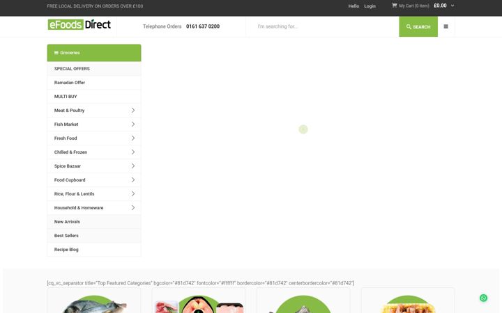 Captură de ecran a efoodsdirect.co.uk