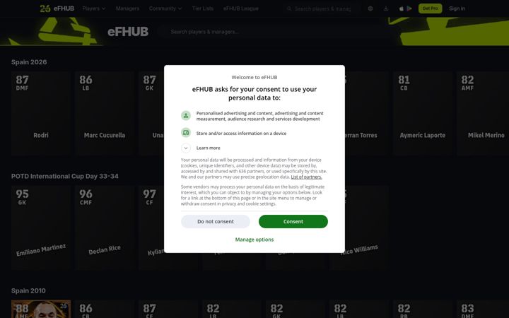 Screenshot di efootballhub.net