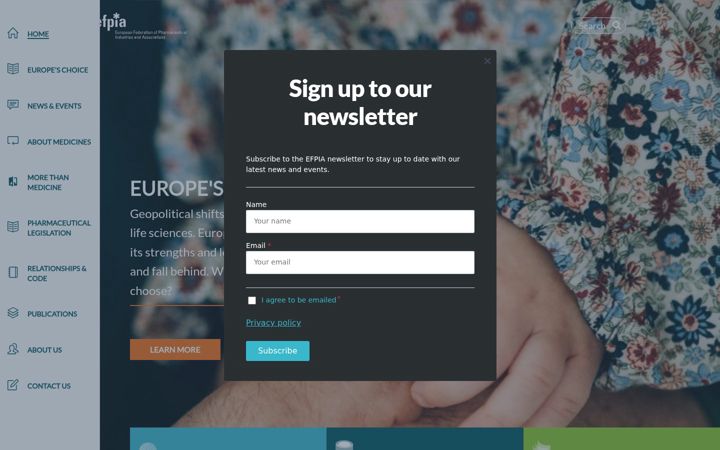 Screenshot of efpia.eu
