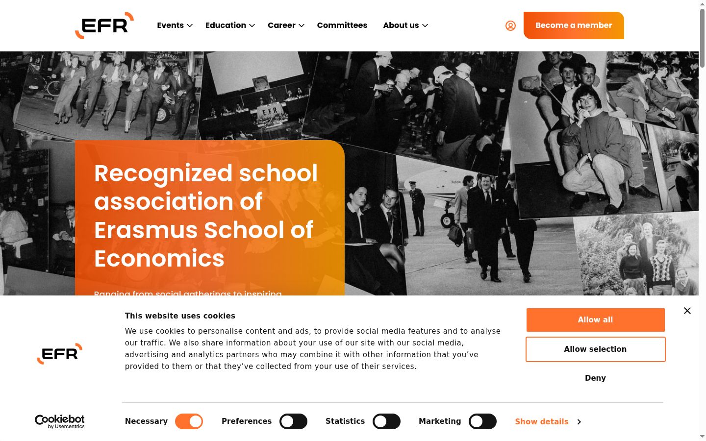 Screenshot del banner di consenso mostrato prima di qualsiasi interazione