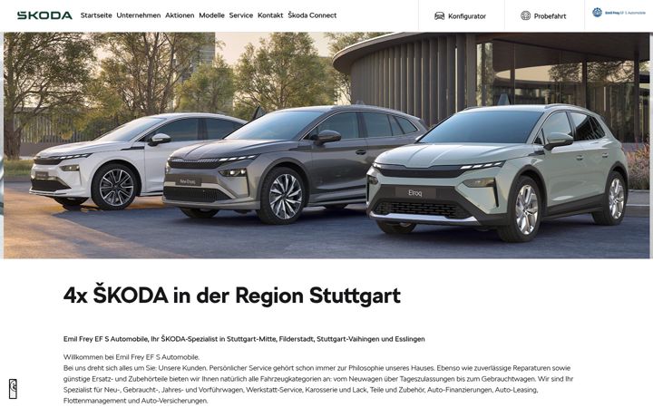 Screenshot of efs-automobile-stuttgart.skoda-auto.de