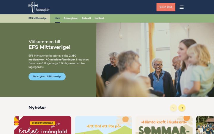 Snímek obrazovky efsmittsverige.org