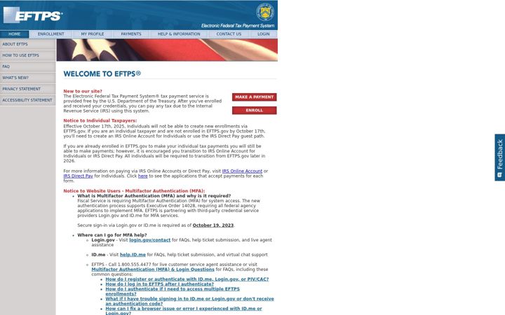 Screenshot of eftps.com