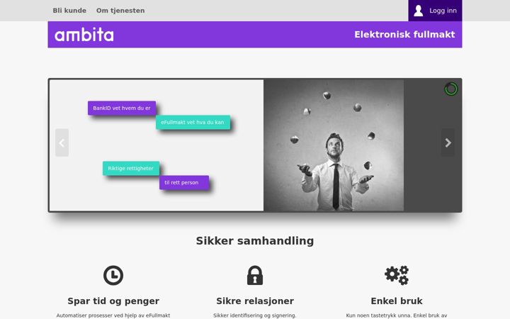 Captura de pantalla de efullmakt.no