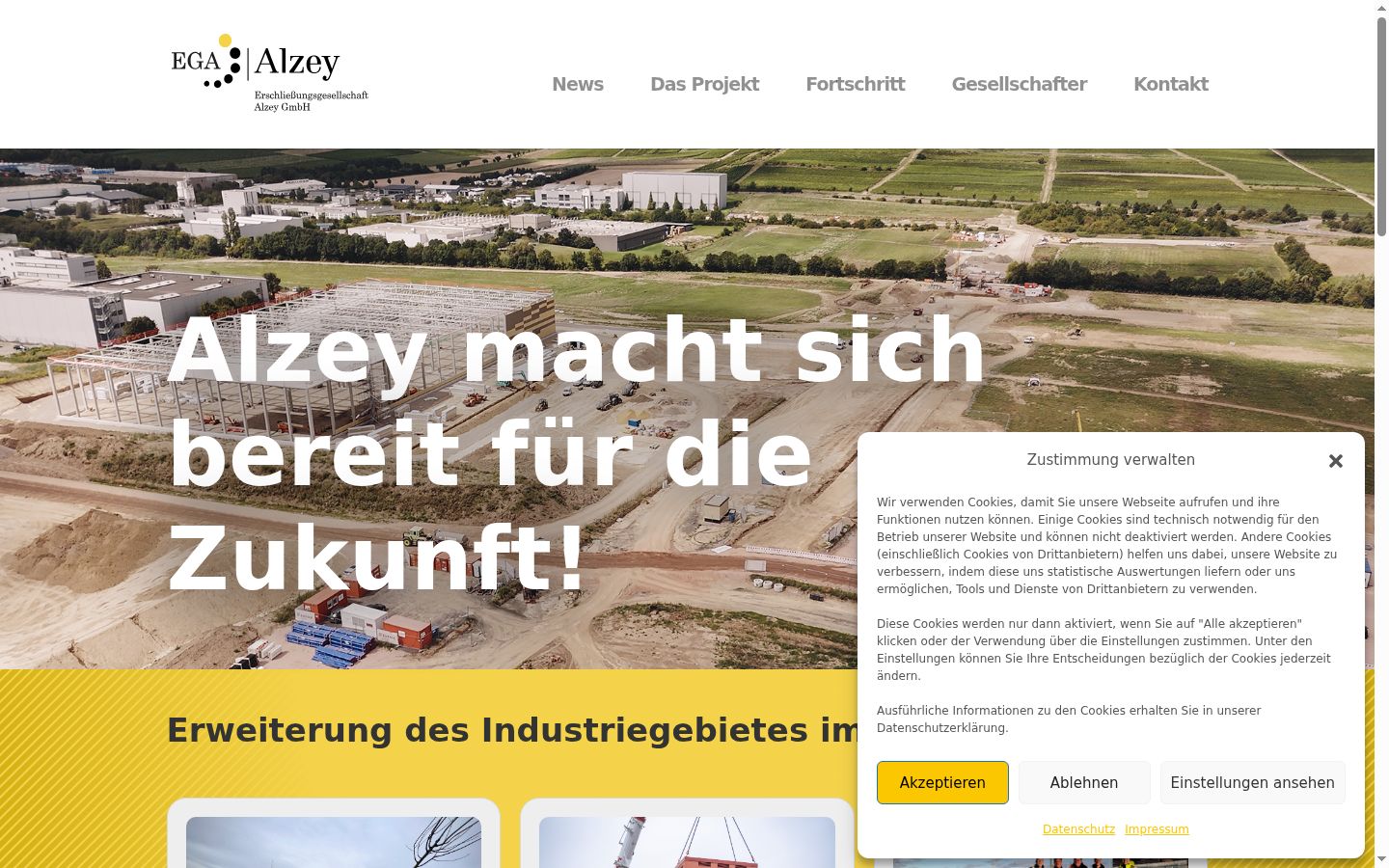 Screenshot des Einwilligungsbanners vor jeglicher Interaktion