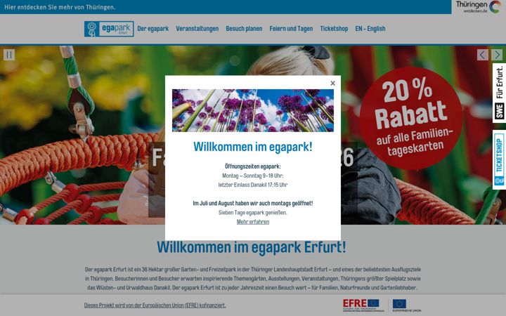 Screenshot von egapark-erfurt.de