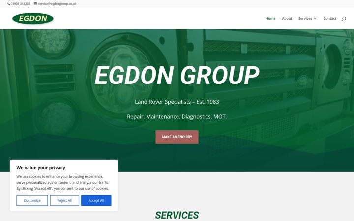 Captură de ecran a egdongroup.co.uk