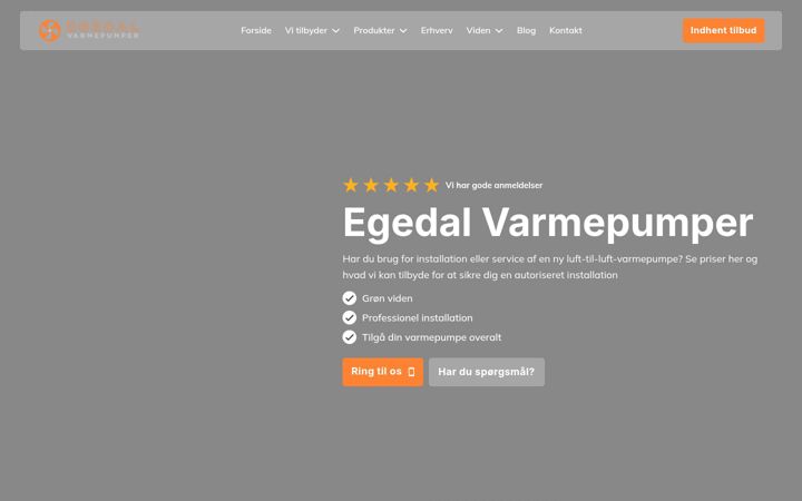Skærmbillede af egedal-varmepumper.dk