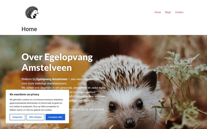 Screenshot ta' egelopvangamstelveen.nl