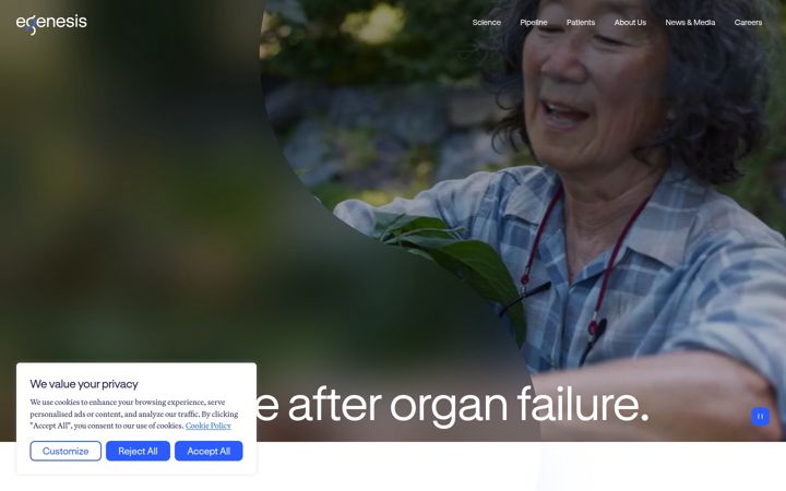 Screenshot of egenesisbio.com