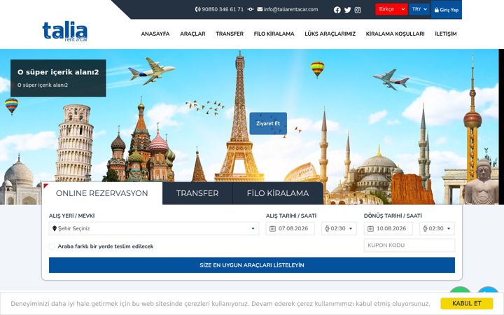Capture d'écran de egerentacar.com.tr