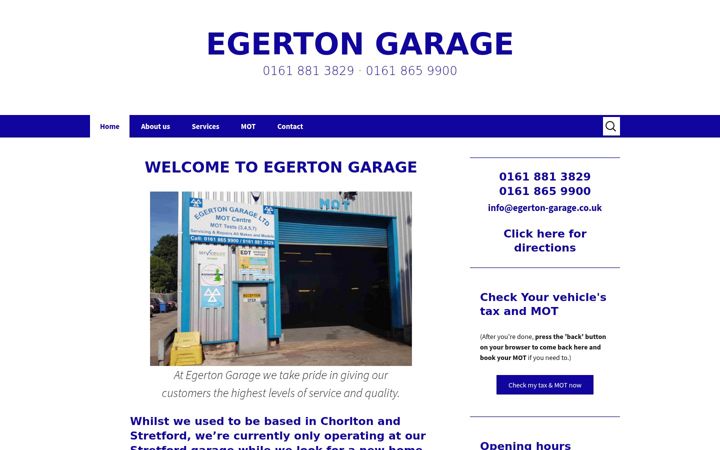 Screenshot of egerton-garage.co.uk