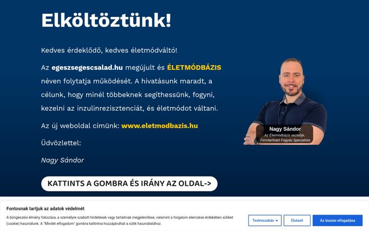 Screenshot ta' egeszsegescsalad.hu