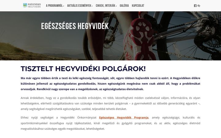 Screenshot ta' egeszsegeshegyvidek.hu