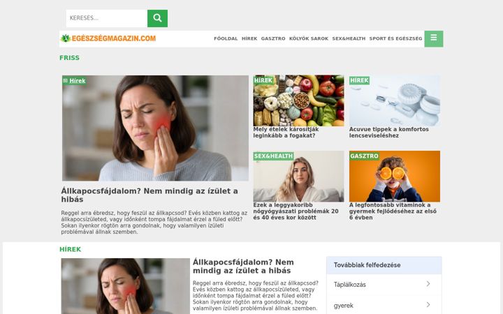 Screenshot of egeszsegmagazin.com